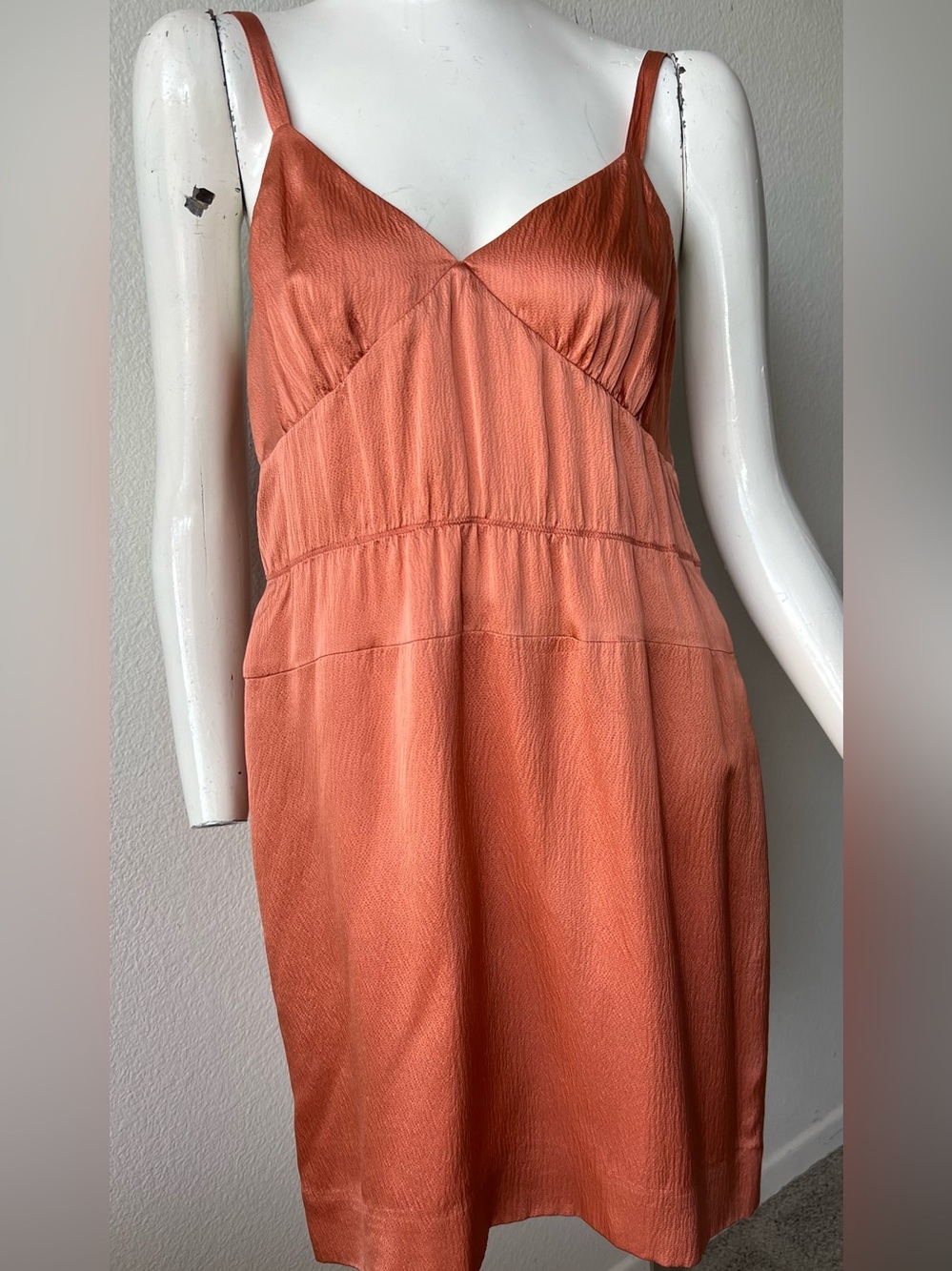 JCREW 100% SILK Serenade dress- Copper Coral Orange Mini dress-4